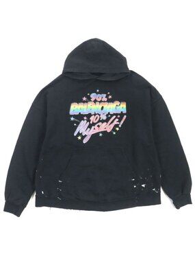 Balenciaga 22 AW 100% Cotton Logo Print Paint Crash Damaged Pullover